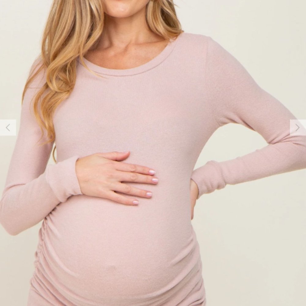 Pink Blush Pinkblush Light Pink Soft Knit Ruched Maternity Top